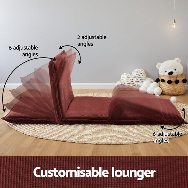 Artiss Floor Lounge Sofa Bed Foldable 2 Seater Orange Artiss
