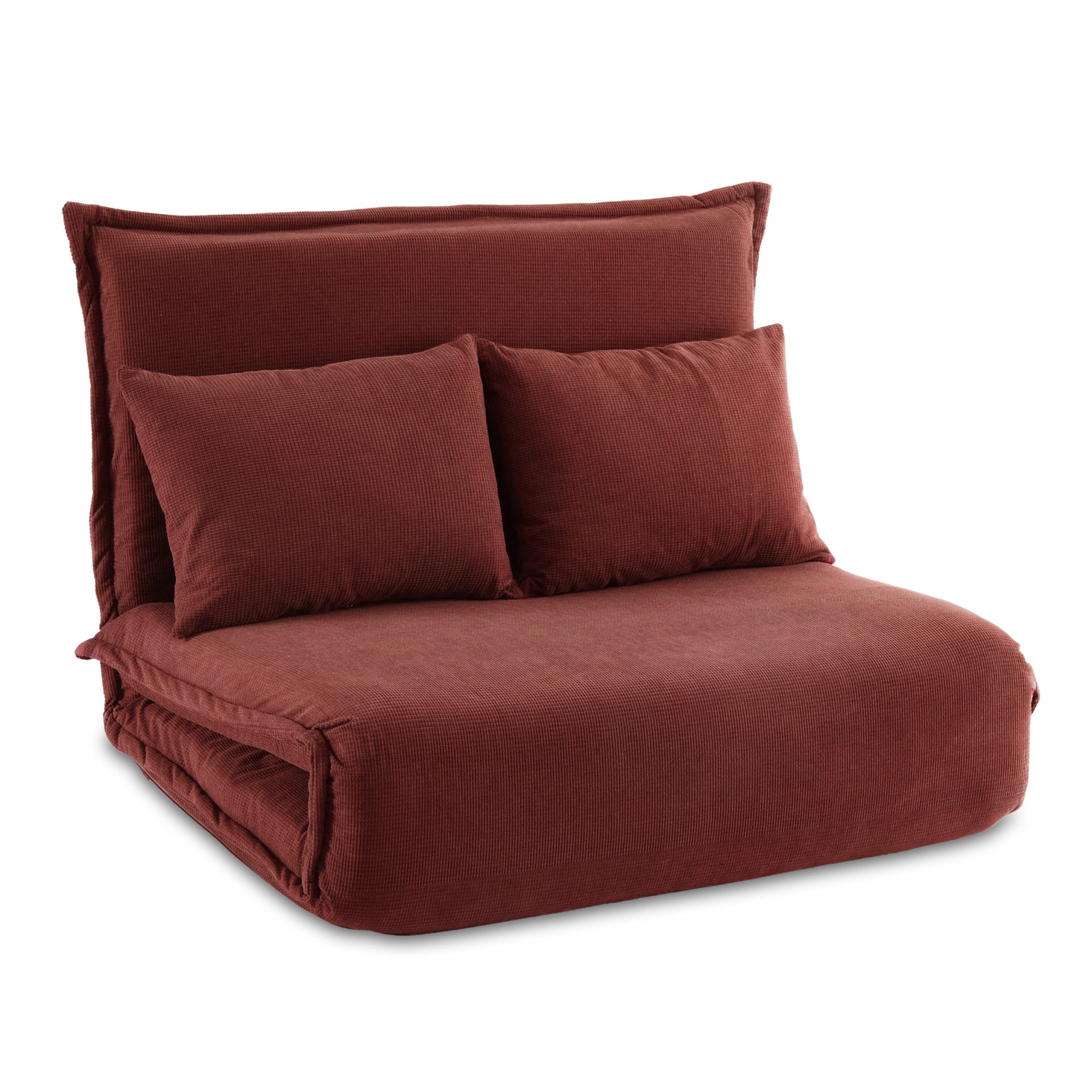 Artiss Floor Lounge Sofa Bed Foldable 2 Seater Orange Artiss