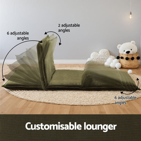Artiss Floor Lounge Sofa Bed Folding Chaise Chair Green & Coffee Table Side Table Marble Effect Artiss
