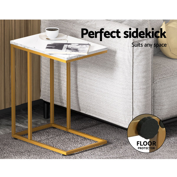 Artiss Floor Lounge Sofa Bed Folding Chaise Chair Green & Coffee Table Side Table Marble Effect Artiss