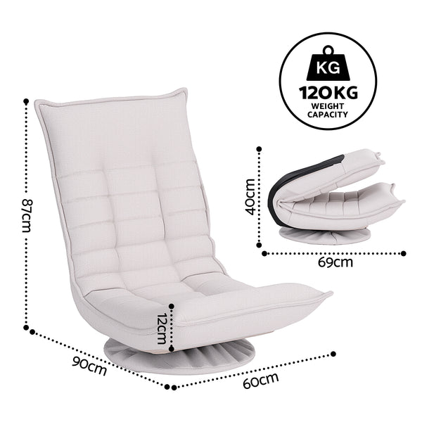 Artiss Swivel Floor Chair 5 Adjustable Foldable Lounge Seat Floor Sofa Chair Grey Awezingly