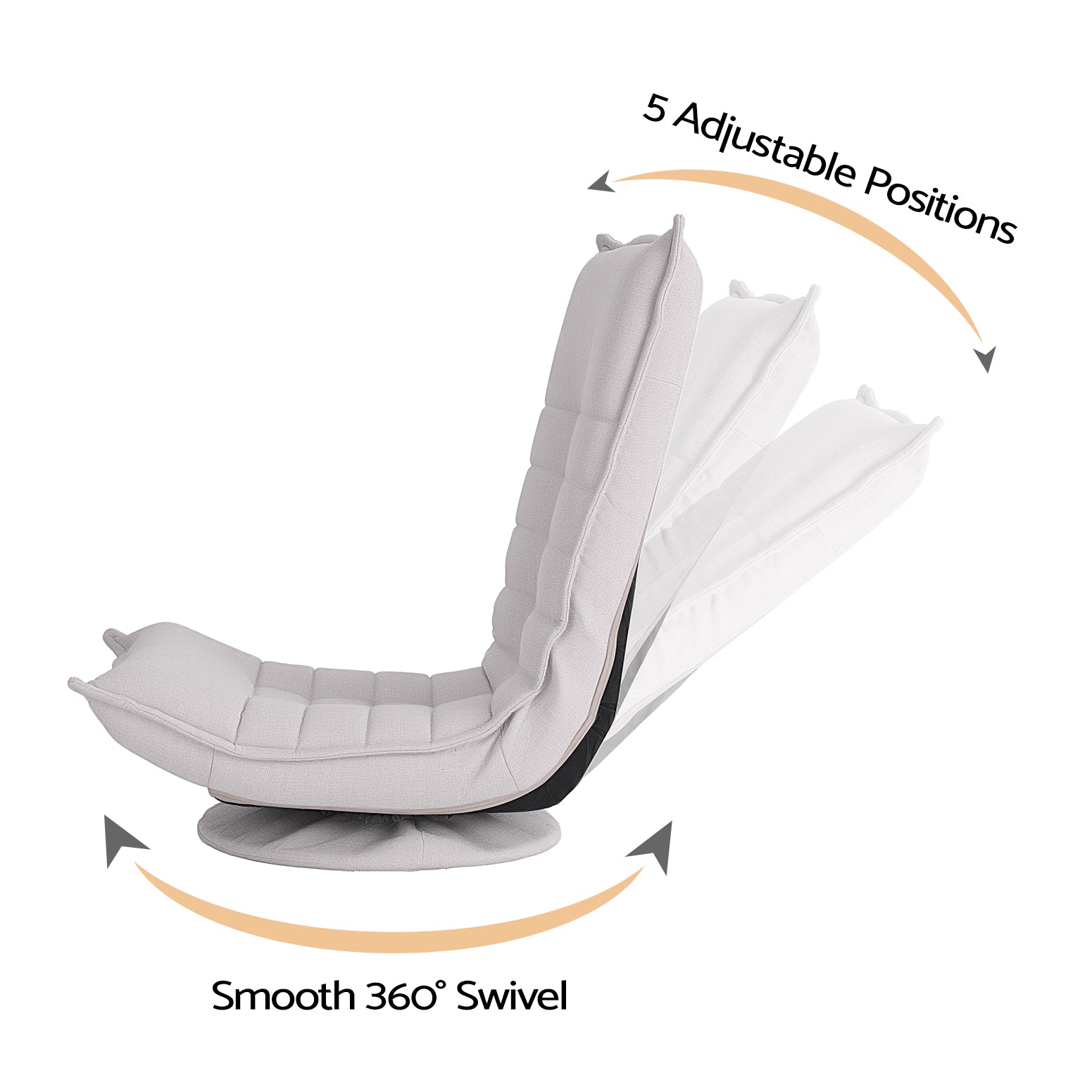 Artiss Swivel Floor Chair 5 Adjustable Foldable Lounge Seat Floor Sofa Chair Grey Awezingly