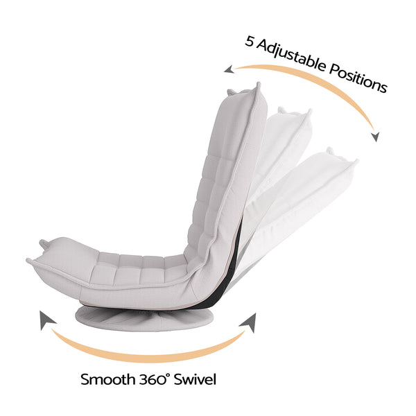 Artiss Swivel Floor Chair 5 Adjustable Foldable Lounge Seat Floor Sofa Chair Grey Awezingly