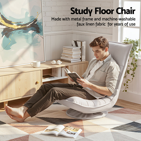 Artiss Swivel Floor Chair 5 Adjustable Foldable Lounge Seat Floor Sofa Chair Grey Awezingly