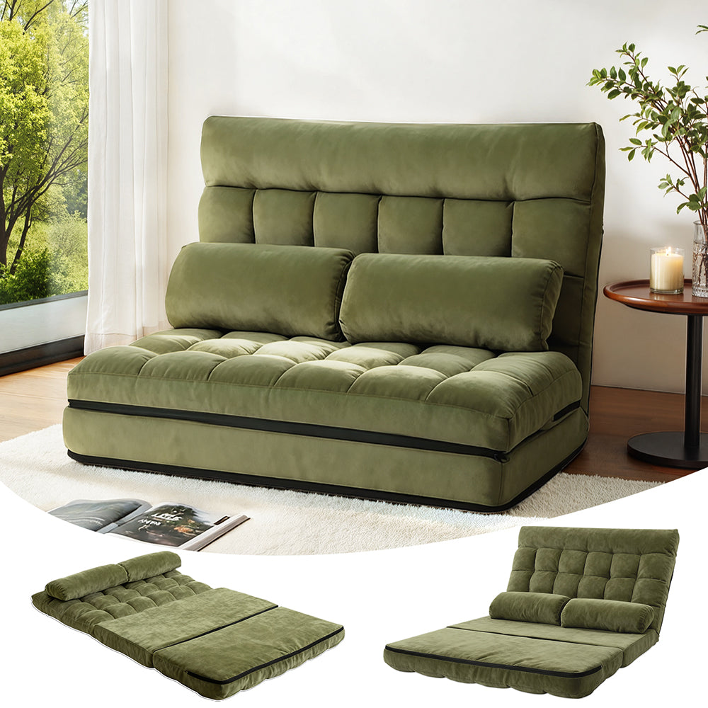 ArtissLounge Sofa Bed 2 seater Green Fabric Artiss