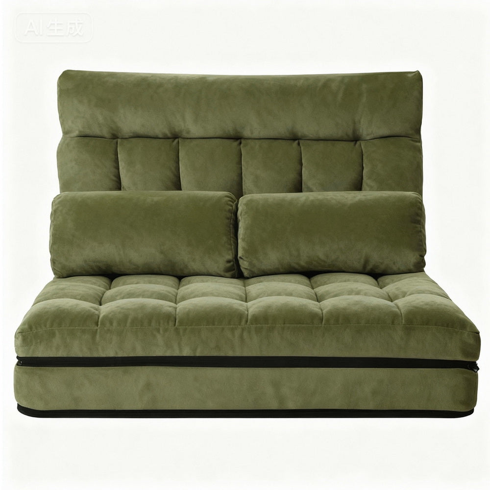 ArtissLounge Sofa Bed 2 seater Green Fabric Artiss