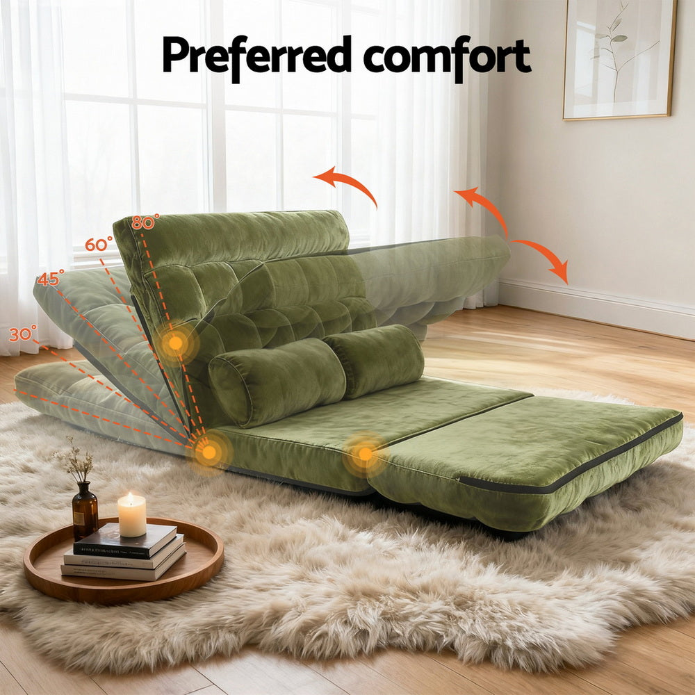 ArtissLounge Sofa Bed 2 seater Green Fabric Artiss