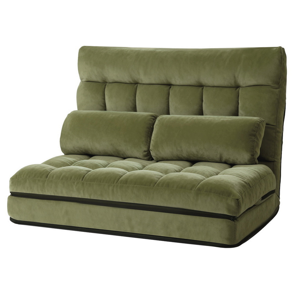 ArtissLounge Sofa Bed 2 seater Green Fabric Artiss