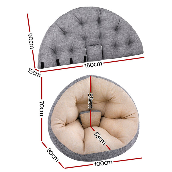 Artiss Floor Lounge Sofa Bed Chair Foldable Washable Beige Artiss