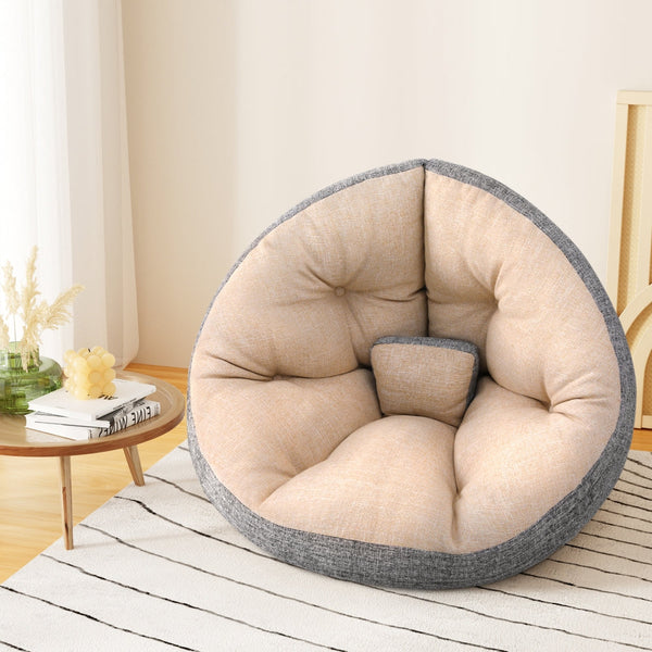 Artiss Floor Lounge Sofa Bed Chair Foldable Washable Beige Artiss