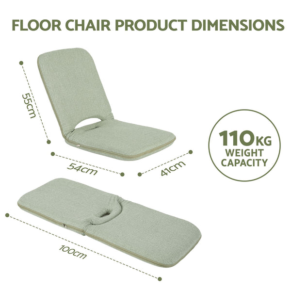 Artiss Floor Chair 5 Position Adjustable Green Lazy Sofa for Living Room Bedroom Awezingly