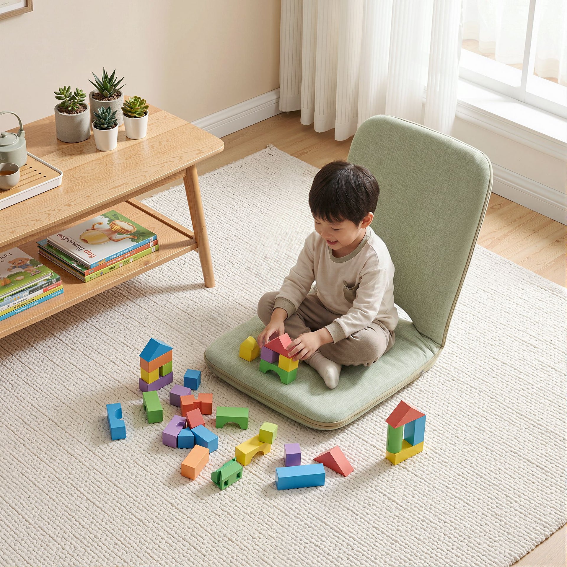 Artiss Floor Chair 5 Position Adjustable Green Lazy Sofa for Living Room Bedroom Awezingly