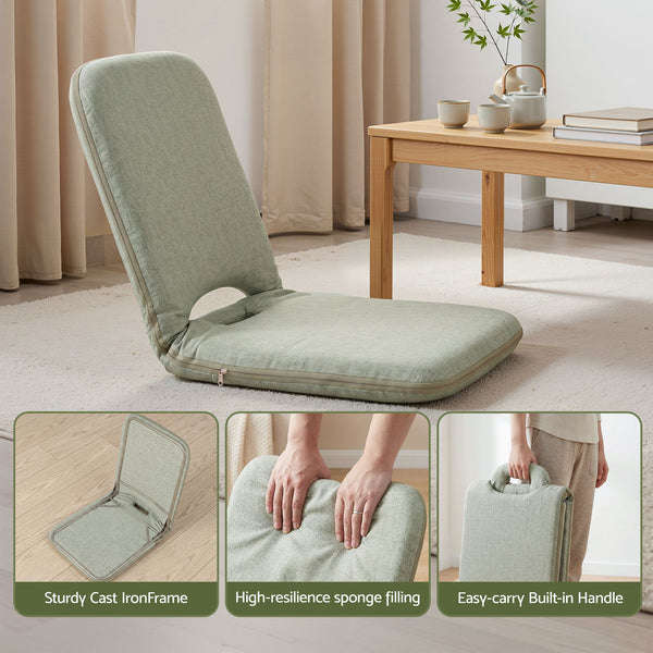 Artiss Floor Chair 5 Position Adjustable Green Lazy Sofa for Living Room Bedroom Awezingly