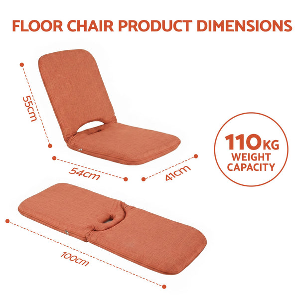 Artiss Floor Chair 5 Position Adjustable Orange Lazy Sofa for Living Room Bedroom Artiss