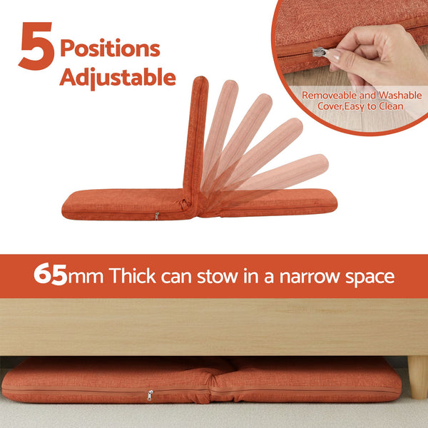 Artiss Floor Chair 5 Position Adjustable Orange Lazy Sofa for Living Room Bedroom Artiss