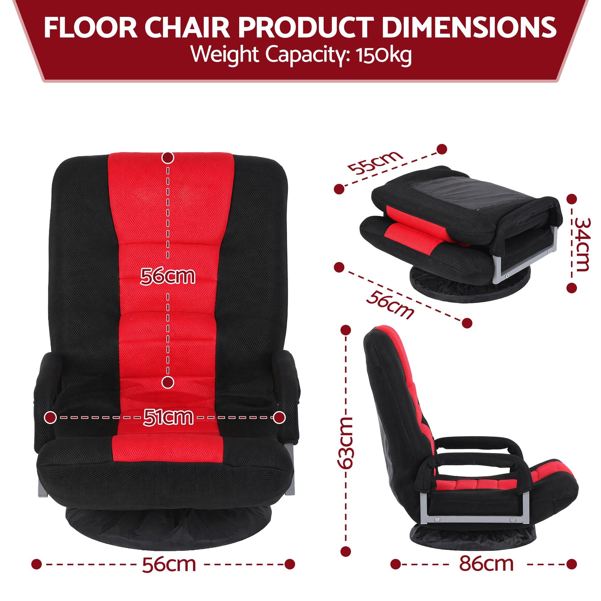 Artiss Floor Gaming Chair with 360 Swivel, 6-Position Backrest for Gaming Awezingly