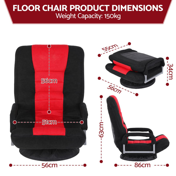 Artiss Floor Gaming Chair with 360 Swivel, 6-Position Backrest for Gaming Awezingly