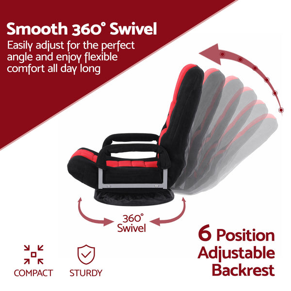 Artiss Floor Gaming Chair with 360 Swivel, 6-Position Backrest for Gaming Awezingly