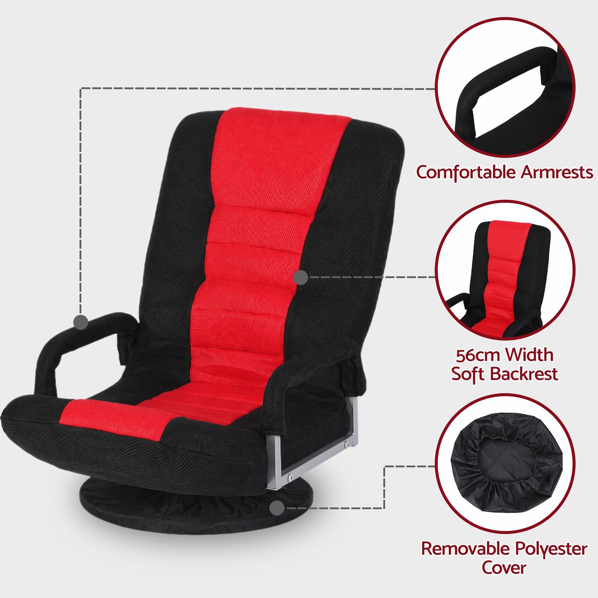 Artiss Floor Gaming Chair with 360 Swivel, 6-Position Backrest for Gaming Awezingly