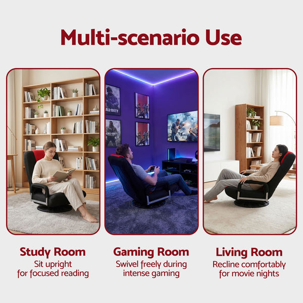 Artiss Floor Gaming Chair with 360 Swivel, 6-Position Backrest for Gaming Awezingly