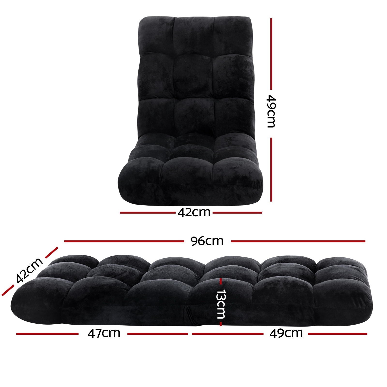 Artiss 4X Lounge Sofa Bed Flannel Fabric Black Artiss