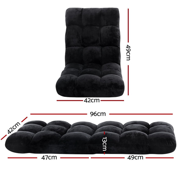 Artiss 4X Lounge Sofa Bed Flannel Fabric Black Artiss