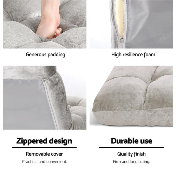 Artiss 4X Lounge Sofa Bed Flannel Fabric Grey Artiss