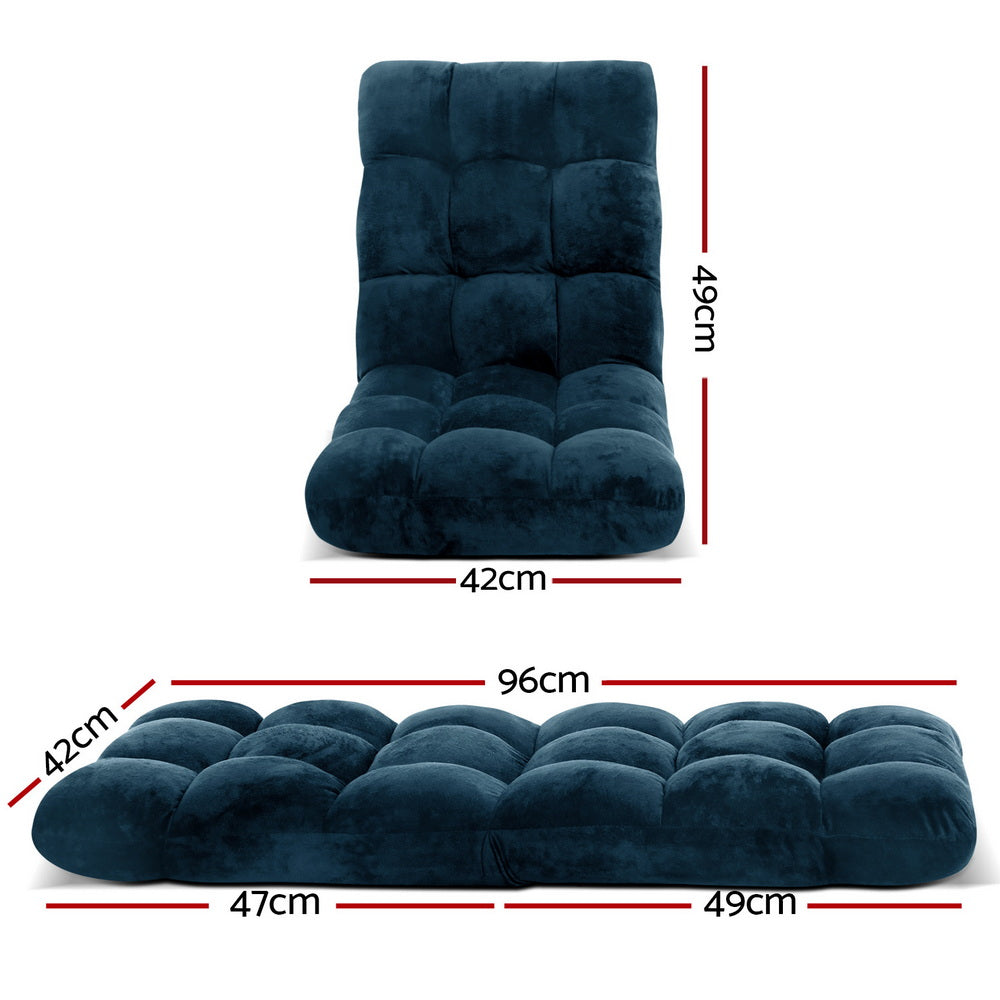 Artiss Floor Lounge Sofa Bed Flannel Fabric Navy Artiss