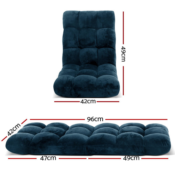 Artiss Floor Lounge Sofa Bed Flannel Fabric Navy Artiss