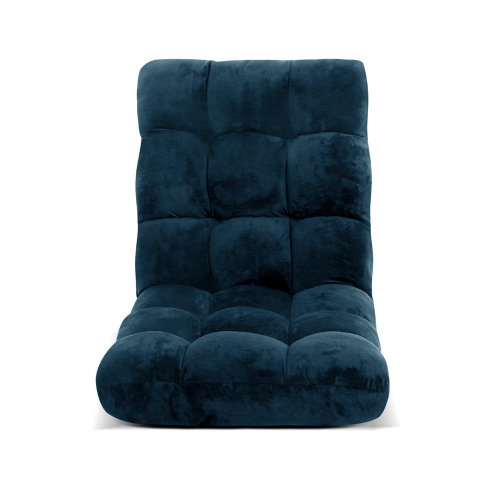 Artiss Floor Lounge Sofa Bed Flannel Fabric Navy Artiss