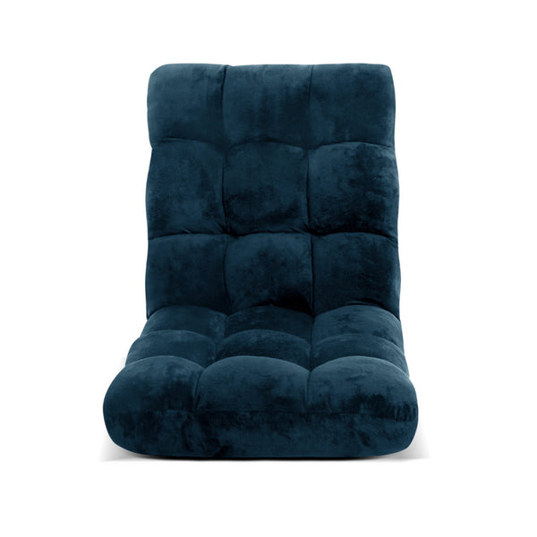 Artiss Floor Lounge Sofa Bed Flannel Fabric Navy Artiss