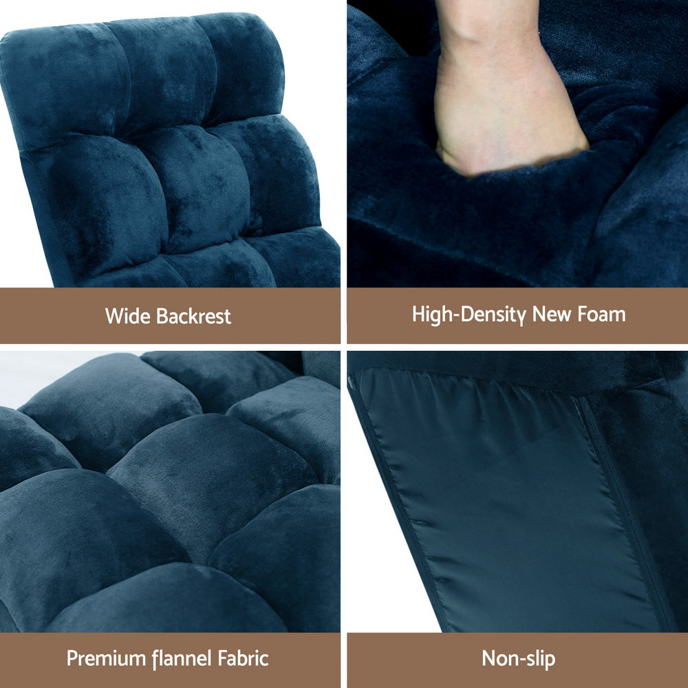 Artiss Floor Lounge Sofa Bed Flannel Fabric Navy Artiss