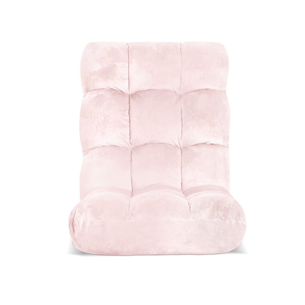 Artiss Floor Lounge Sofa Bed Flannel Fabric Pink Artiss