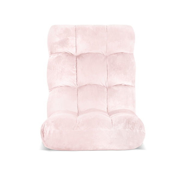 Artiss Floor Lounge Sofa Bed Flannel Fabric Pink Artiss