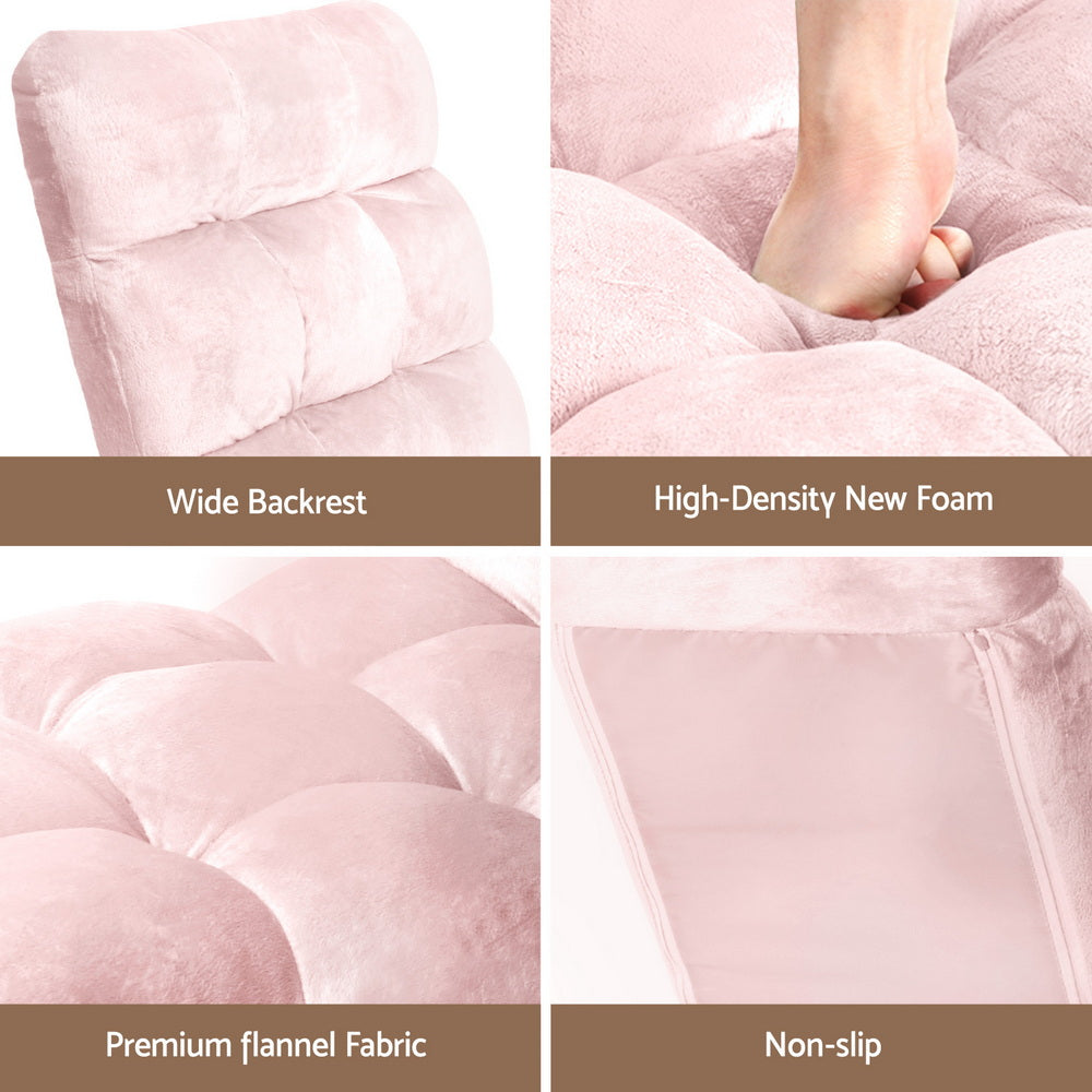 Artiss Floor Lounge Sofa Bed Flannel Fabric Pink Artiss