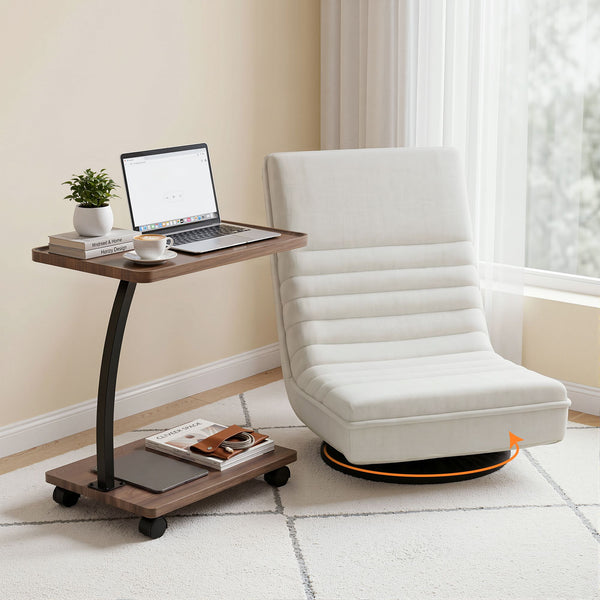 Artiss Floor Lounge 360° Swivel Foldable Sofa Chair and Side Table with Castors Set Artiss