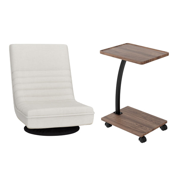 Artiss Floor Lounge 360° Swivel Foldable Sofa Chair and Side Table with Castors Set Artiss