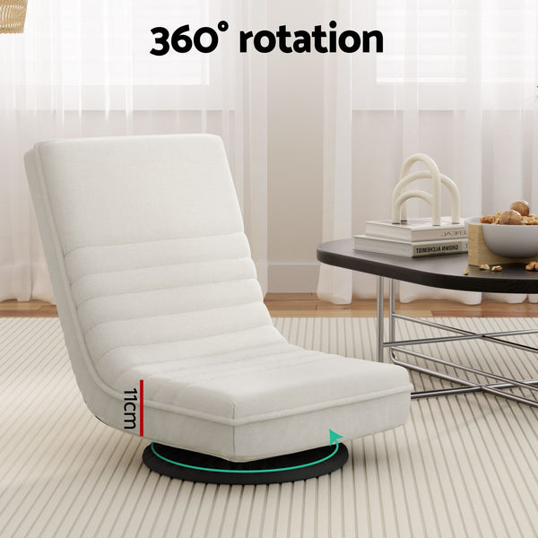 Artiss Swivel Floor Chair and Bedside Table with Charging Station Set Artiss