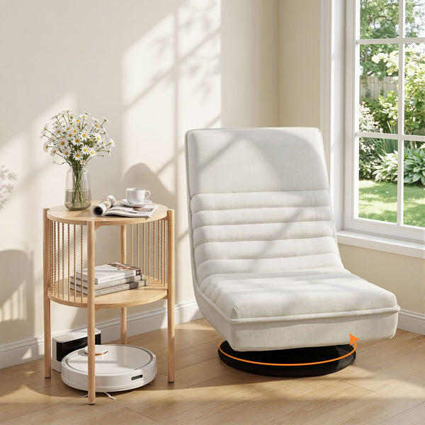 Artiss Floor Lounge Folding Swivel Sofa Chair and 2 Tier Round End Side Table Set Artiss