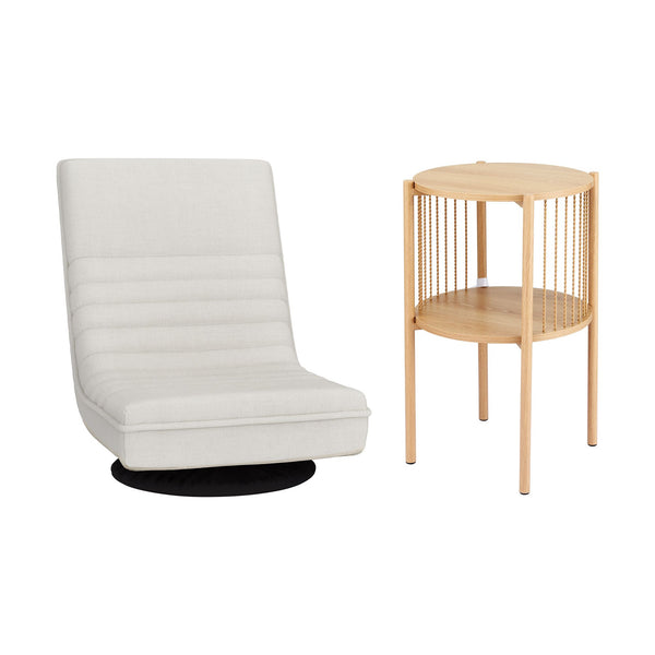 Artiss Floor Lounge Folding Swivel Sofa Chair and 2 Tier Round End Side Table Set Artiss