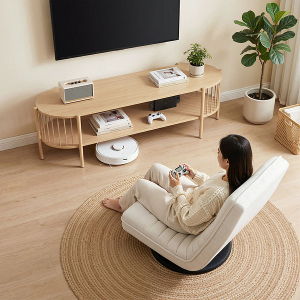 Artiss Swivel Floor Chair & TV Entertainment Unit with Storage Shelf Set Artiss