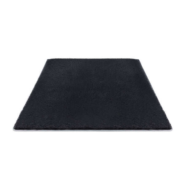 Artiss Floor Rug 140x200cm Plush Area Shaggy Rug Living Room Bedroom Carpet Black Awezingly