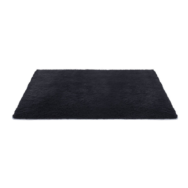 Artiss Floor Rug 140x200cm Plush Area Shaggy Rug Living Room Bedroom Carpet Black Awezingly