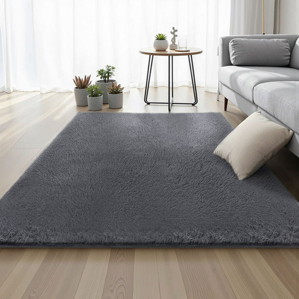Artiss Floor Rug 140x200cm Plush Area Shaggy Rug Living Room Bedroom Carpet Grey Awezingly