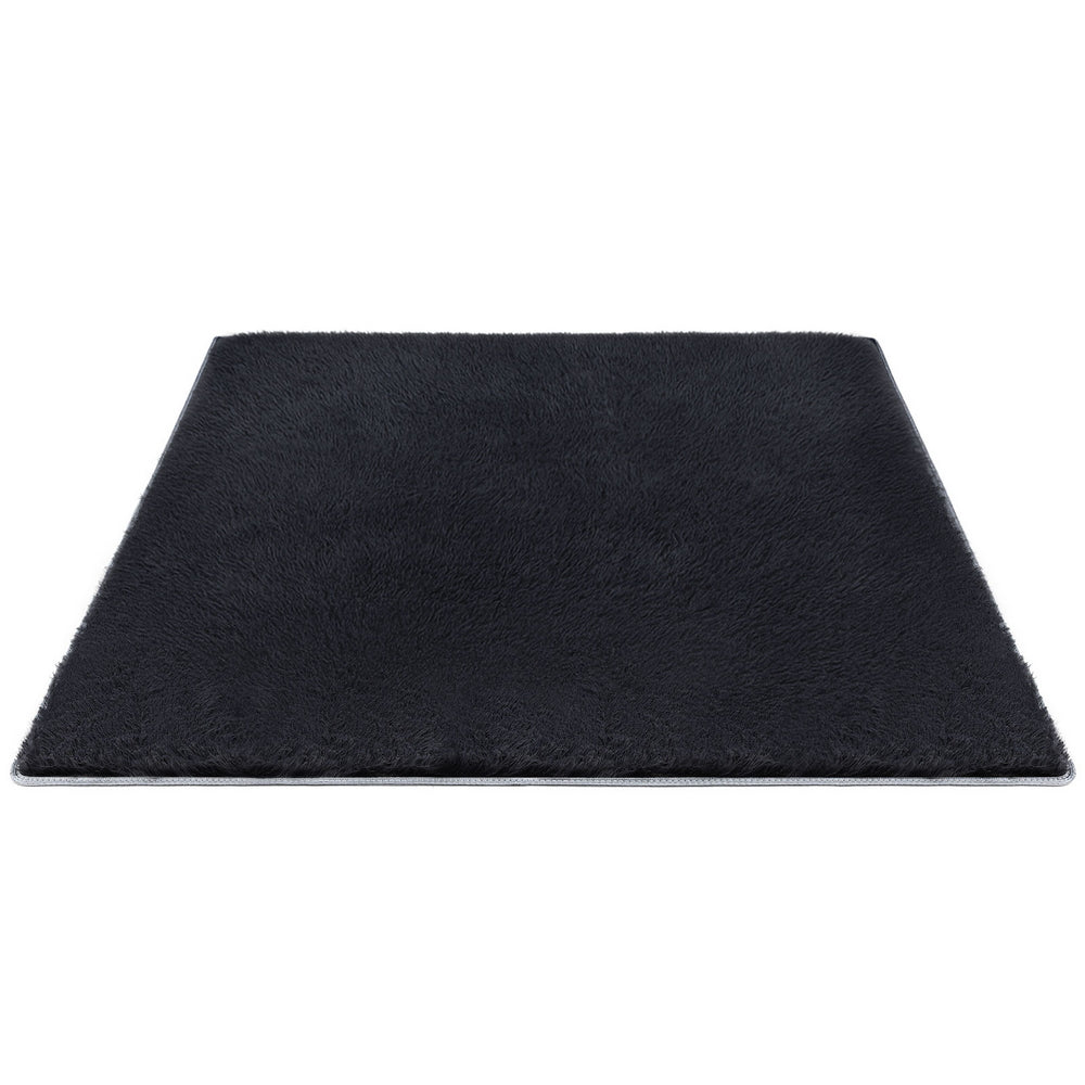 Artiss Floor Rug 160x230cm Plush Area Shaggy Rug Living Room Bedroom Carpet Black Awezingly