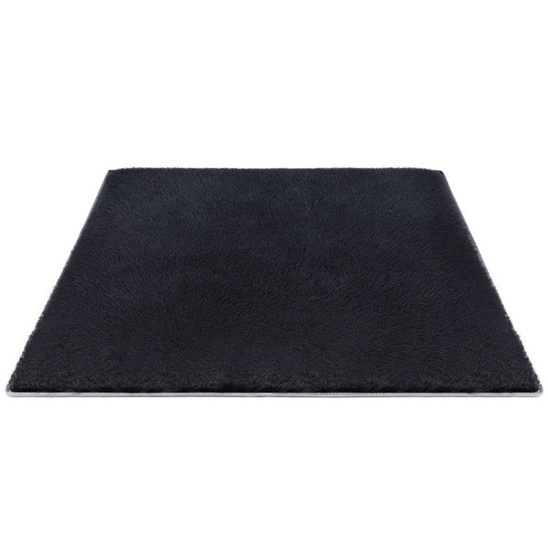 Artiss Floor Rug 160x230cm Plush Area Shaggy Rug Living Room Bedroom Carpet Black Awezingly