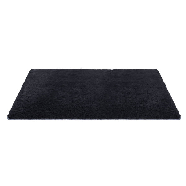 Artiss Floor Rug 160x230cm Plush Area Shaggy Rug Living Room Bedroom Carpet Black Awezingly