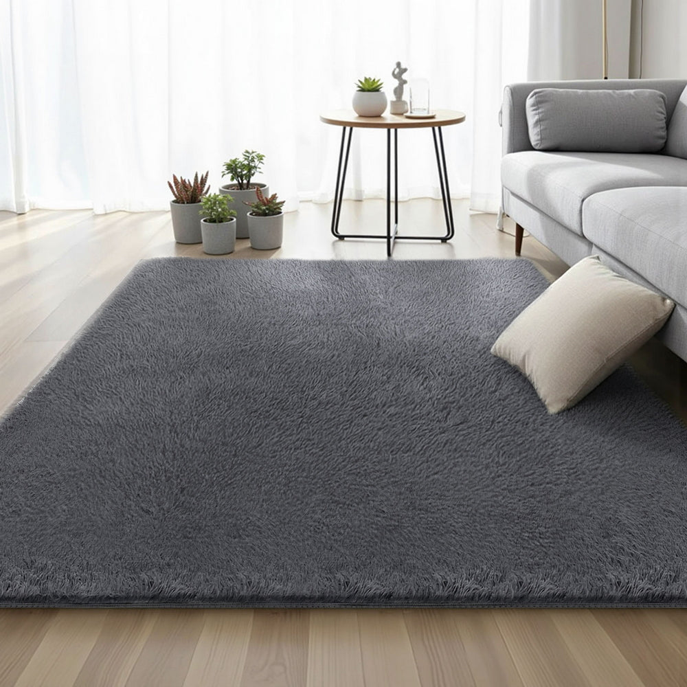 Artiss Floor Rug 160x230cm Plush Area Shaggy Rug Living Room Bedroom Carpet Grey Awezingly