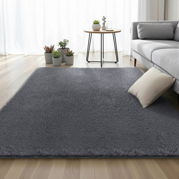 Artiss Floor Rug 160x230cm Plush Area Shaggy Rug Living Room Bedroom Carpet Grey Awezingly