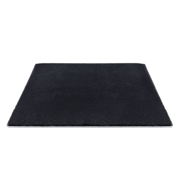 Artiss Floor Rug 200x230cm Plush Area Shaggy Rug Living Room Bedroom Carpet Black Awezingly
